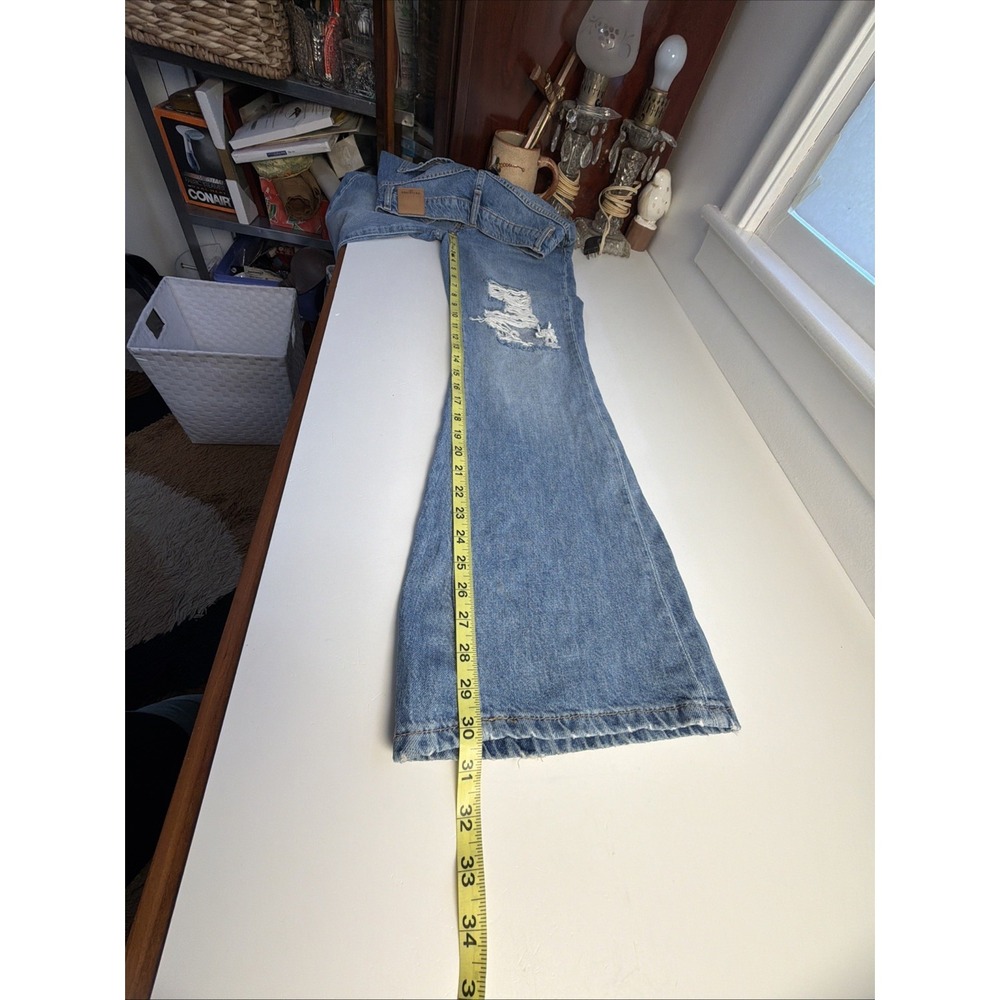 Free People New Dawn Flare High Rise Jeans Button Fly In Victoria Blue Sz 24 - Picture 8 of 8